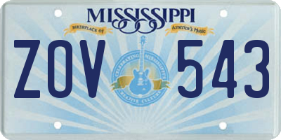 MS license plate ZOV543