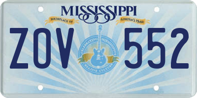 MS license plate ZOV552
