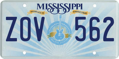MS license plate ZOV562