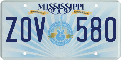 MS license plate ZOV580