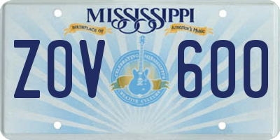 MS license plate ZOV600