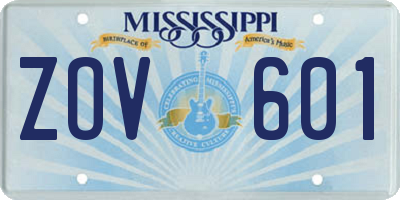 MS license plate ZOV601