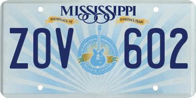 MS license plate ZOV602