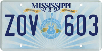 MS license plate ZOV603