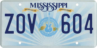 MS license plate ZOV604