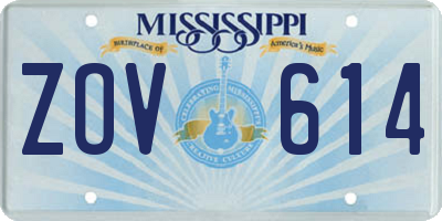 MS license plate ZOV614
