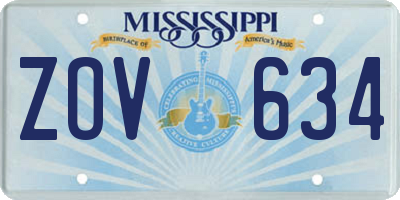MS license plate ZOV634