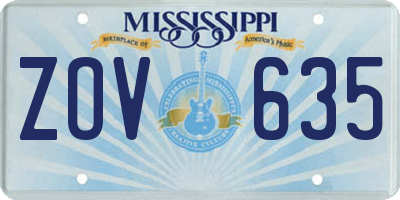 MS license plate ZOV635