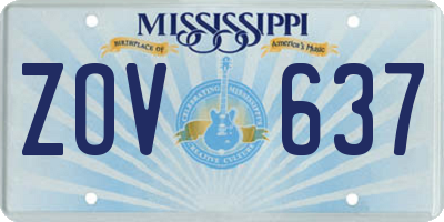MS license plate ZOV637