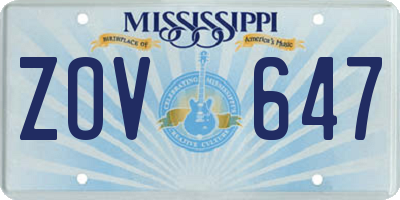 MS license plate ZOV647