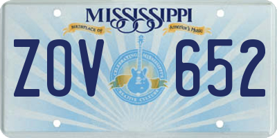 MS license plate ZOV652