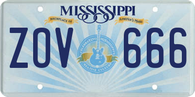 MS license plate ZOV666