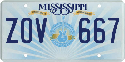 MS license plate ZOV667
