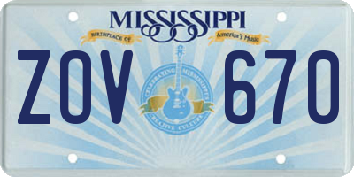 MS license plate ZOV670