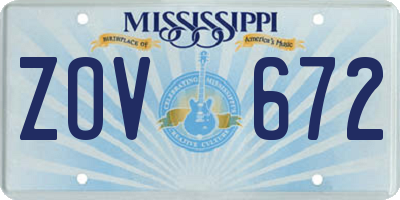 MS license plate ZOV672