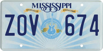 MS license plate ZOV674