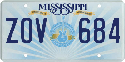 MS license plate ZOV684