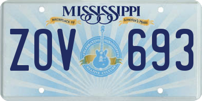 MS license plate ZOV693