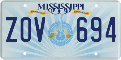 MS license plate ZOV694
