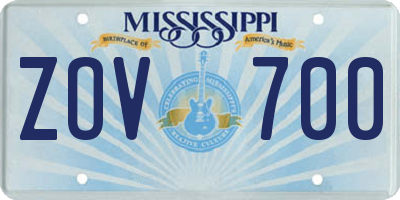 MS license plate ZOV700