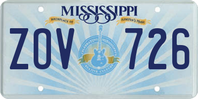 MS license plate ZOV726