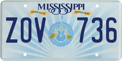 MS license plate ZOV736