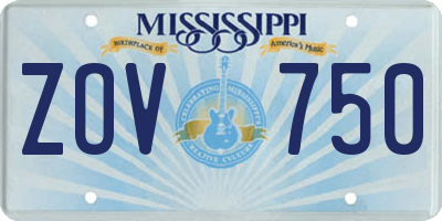 MS license plate ZOV750