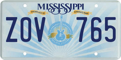 MS license plate ZOV765