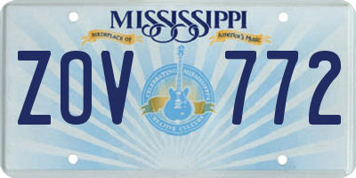 MS license plate ZOV772