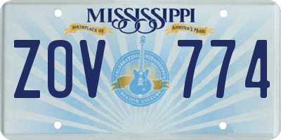 MS license plate ZOV774