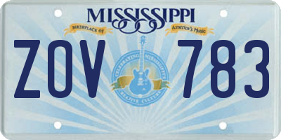 MS license plate ZOV783