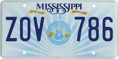 MS license plate ZOV786