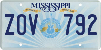 MS license plate ZOV792