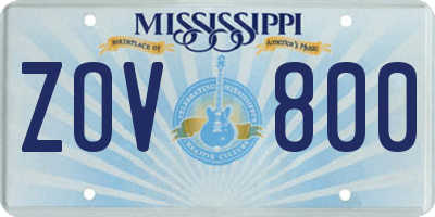 MS license plate ZOV800