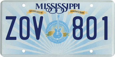MS license plate ZOV801