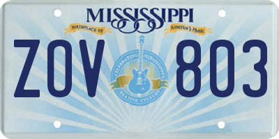 MS license plate ZOV803