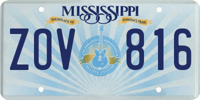 MS license plate ZOV816