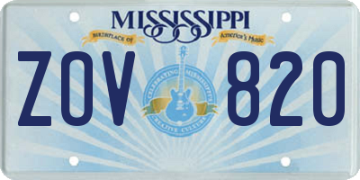MS license plate ZOV820