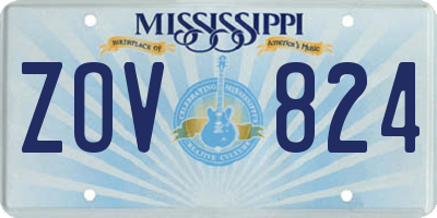 MS license plate ZOV824