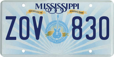 MS license plate ZOV830