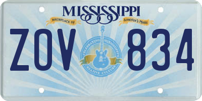 MS license plate ZOV834