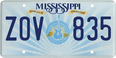 MS license plate ZOV835
