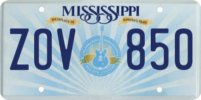 MS license plate ZOV850