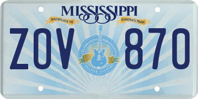 MS license plate ZOV870