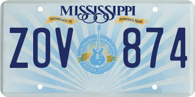 MS license plate ZOV874