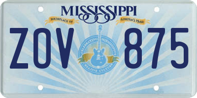 MS license plate ZOV875