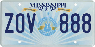 MS license plate ZOV888