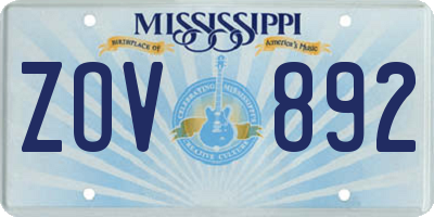 MS license plate ZOV892