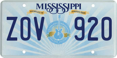MS license plate ZOV920