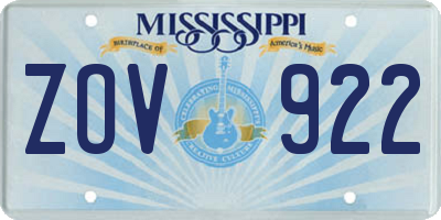 MS license plate ZOV922